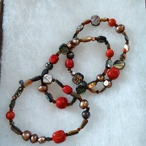 Silpada 3 Sterling Silver Sponge Coral Stretch B1695 Bracelets Retired Excellent